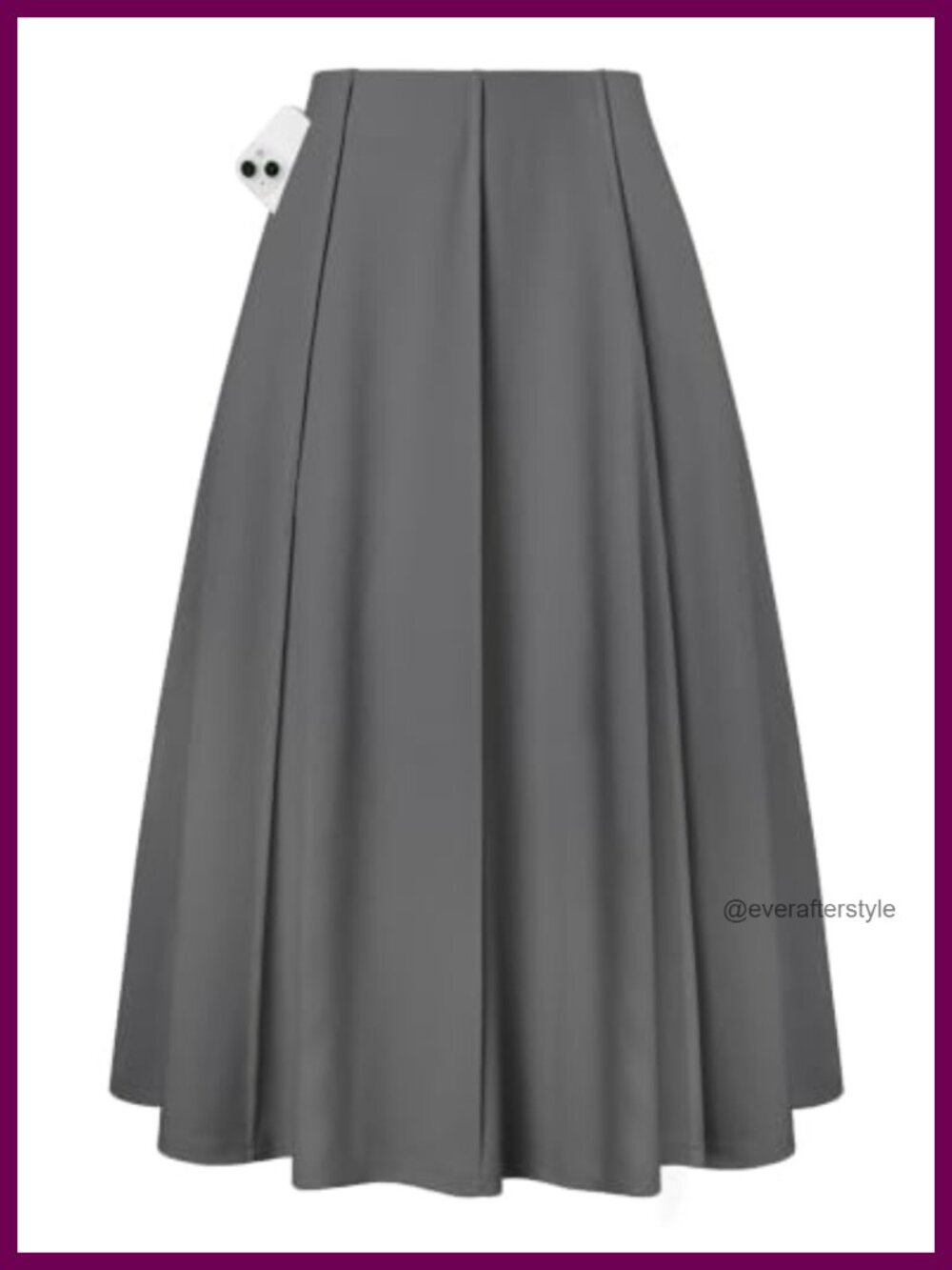 A-Line Midi Skirt High Waisted Flowy with Pockets